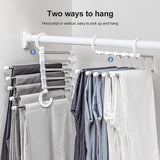 NNEDSZ 2 Pack Stainless Steel Adjustable 5 in 1 Pants Hangers Non-Slip Space Saving for Home Storage