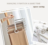 NNEDSZ 2 Pack Stainless Steel Adjustable 5 in 1 Pants Hangers Non-Slip Space Saving for Home Storage
