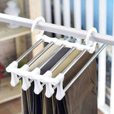 NNEDSZ 2 Pack Stainless Steel Adjustable 5 in 1 Pants Hangers Non-Slip Space Saving for Home Storage