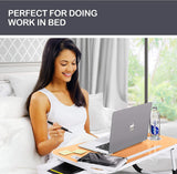 NNEDSZ CARLA HOME Laptop Bed Desk with Storage and foldable legs for Adults, Kids & Home Office