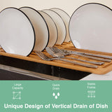 NNEDSZ CARLA HOME Foldable Bamboo Dish Drying Rack for Kitchen