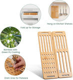 NNEDSZ CARLA HOME Foldable Bamboo Dish Drying Rack for Kitchen