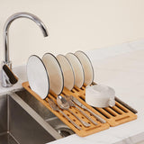 NNEDSZ CARLA HOME Foldable Bamboo Dish Drying Rack for Kitchen