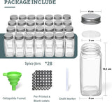 NNEDSZ Spice Rack organiser with 28 Spice Jars, Spice Labels, Funnel and Marker for Kitchen Countertop
