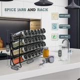 NNEDSZ Spice Rack organiser with 28 Spice Jars, Spice Labels, Funnel and Marker for Kitchen Countertop
