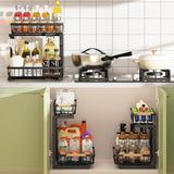 NNEDSZ 2-Tier Kitchen Under Sink Organiser Storage with Height Adjustable, Unique Slide Rail & Suction Cups for Storage