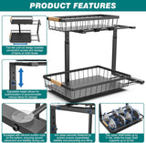 NNEDSZ 2-Tier Kitchen Under Sink Organiser Storage with Height Adjustable, Unique Slide Rail & Suction Cups for Storage