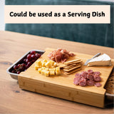 NNEDSZ Chopping Board with with 2 Organiser Stainless Steel Trays Containers