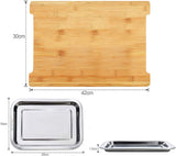 NNEDSZ Chopping Board with with 2 Organiser Stainless Steel Trays Containers