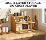 NNEDSZ Double Layer Bamboo Bread Box for Kitchen Counter with Large Capacity and Clear Window