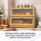 NNEDSZ Double Layer Bamboo Bread Box for Kitchen Counter with Large Capacity and Clear Window