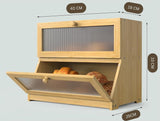 NNEDSZ Double Layer Bamboo Bread Box for Kitchen Counter with Large Capacity and Clear Window