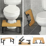 NNEDSZ Bamboo Toilet Stool Foldable and Adjustable Height with Non-Slip Layer for Bathroom