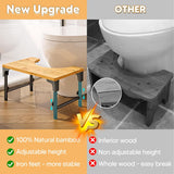 NNEDSZ Bamboo Toilet Stool Foldable and Adjustable Height with Non-Slip Layer for Bathroom