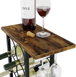 NNEDSZ Wine Rack Countertop Wooden & Metal Holder for 6 Bottles & 2 Glasses