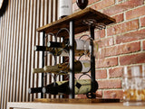 NNEDSZ Wine Rack Countertop Wooden & Metal Holder for 6 Bottles & 2 Glasses