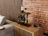 NNEDSZ Wine Rack Countertop Wooden & Metal Holder for 6 Bottles & 2 Glasses