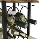 NNEDSZ Wine Rack Countertop Wooden & Metal Holder for 6 Bottles & 2 Glasses