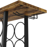 NNEDSZ Wine Rack Countertop Wooden & Metal Holder for 6 Bottles & 2 Glasses