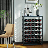 NNEDSZ 6-Tier Freestanding Wine Rack for 30 Bottles with Wood Countertop and Sturdy Metal Frame