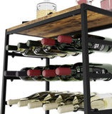 NNEDSZ 6-Tier Freestanding Wine Rack for 30 Bottles with Wood Countertop and Sturdy Metal Frame