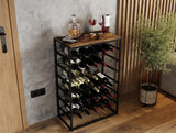 NNEDSZ 6-Tier Freestanding Wine Rack for 30 Bottles with Wood Countertop and Sturdy Metal Frame