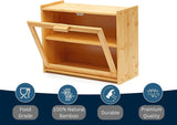 NNEDSZ Double Layer Bamboo Bread Box for Kitchen Counter with Large Capacity and Transparent Window