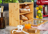 NNEDSZ Double Layer Bamboo Bread Box for Kitchen Counter with Large Capacity and Transparent Window