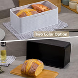 NNEDSZ Bread Bin with Bamboo Lid used as Chopping Board for Kitchen Countertop