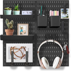 NNEDSZ Pegboard Combination Kit with 4 Pegboards and 18 Accessories Modular Hanging for Wall Organiser