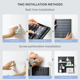 NNEDSZ Pegboard Combination Kit with 4 Pegboards and 18 Accessories Modular Hanging for Wall Organiser