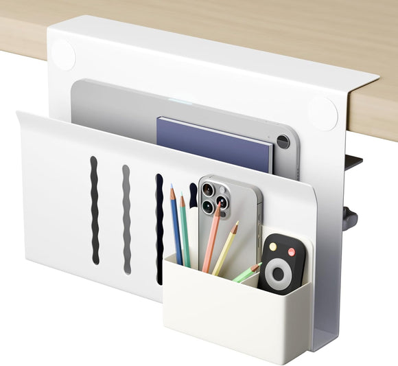 NNEDSZ Under Desk Side Laptop Holder Storage with No Drill Cable Management Tray and Pen Storage for Office and Home