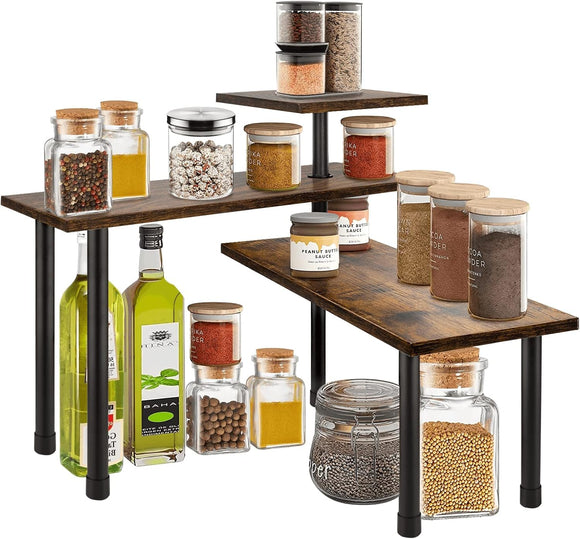 NNEDSZ 3-Tier Wooden Corner Shelf Kitchen Spice Rack Organiser Home Storage & Organisation