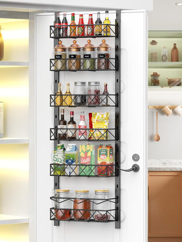 NNEDSZ 6 Tier Adjustable Baskets Over Door Pantry Organiser for Home Kitchen