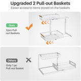 NNEDSZ Set 2 pcs - 2-Tier Kitchen Under Sink Organiser Storage with Height Adjustable, Unique Slide Rail & Suction Cups for Storage