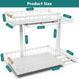 NNEDSZ Set 2 pcs - 2-Tier Kitchen Under Sink Organiser Storage with Height Adjustable, Unique Slide Rail & Suction Cups for Storage