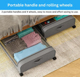 NNEDSZ Set 2 Pcs XXL Under Bed Rolling Storage Containers with 50L Large Capacity and Wheels