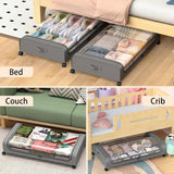 NNEDSZ Set 2 Pcs XXL Under Bed Rolling Storage Containers with 50L Large Capacity and Wheels