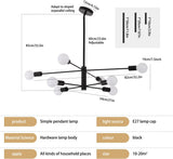 NNEDSZ Modern Sputnik Chandelier, 8 Light, Black