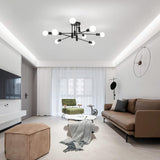 NNEDSZ Modern Semi Flush Chandelier, 8 Light, Black