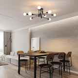 NNEDSZ Modern Semi Flush Chandelier, 8 Light, Black