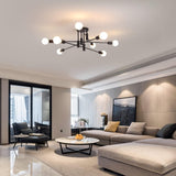NNEDSZ Modern Semi Flush Chandelier, 8 Light, Black