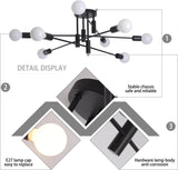 NNEDSZ Modern Semi Flush Chandelier, 8 Light, Black