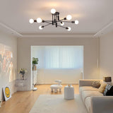 NNEDSZ Modern Semi Flush Chandelier, 8 Light, Black