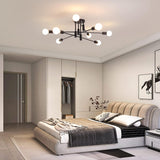 NNEDSZ Modern Semi Flush Chandelier, 8 Light, Black