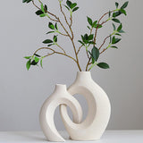 NNEDSZ Ceramic Set of 2 Creative White Vases for Home Decor