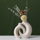 NNEDSZ Ceramic Set of 2 Creative White Vases for Home Decor