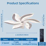 NNEDSZ Low Ceiling Light Fan, Low Profile, 6 Wind Speed, 3 Colors (68 cm)