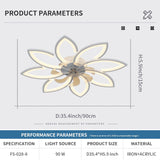 NNEDSZ Modern Ceiling Light Fan, Low Profile, 6 Wind Speed, 3 Color (90cm, White)