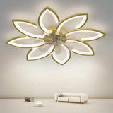 NNEDSZ Modern Ceiling Light Fan, Low Profile, 6 Wind Speed, 3 Color (90cm, Gold)